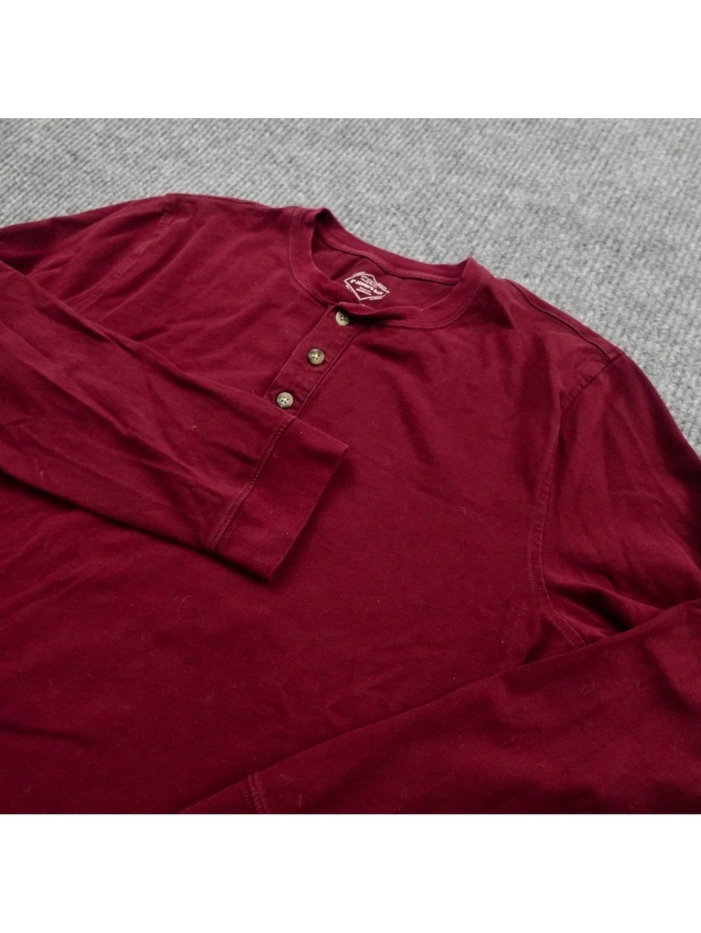St. John's Bay Henley Shirt Mens Large Burgundy Red Cotton Long Sleeve